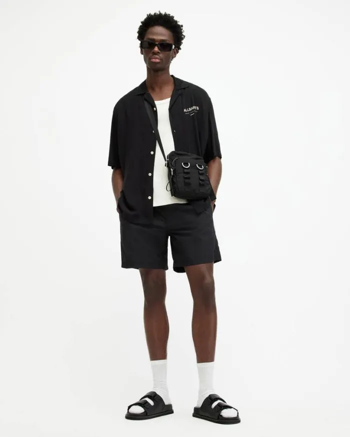 Warden Elastic Waist Ramskull Swimshorts Jet Black Men AllSaints Pants