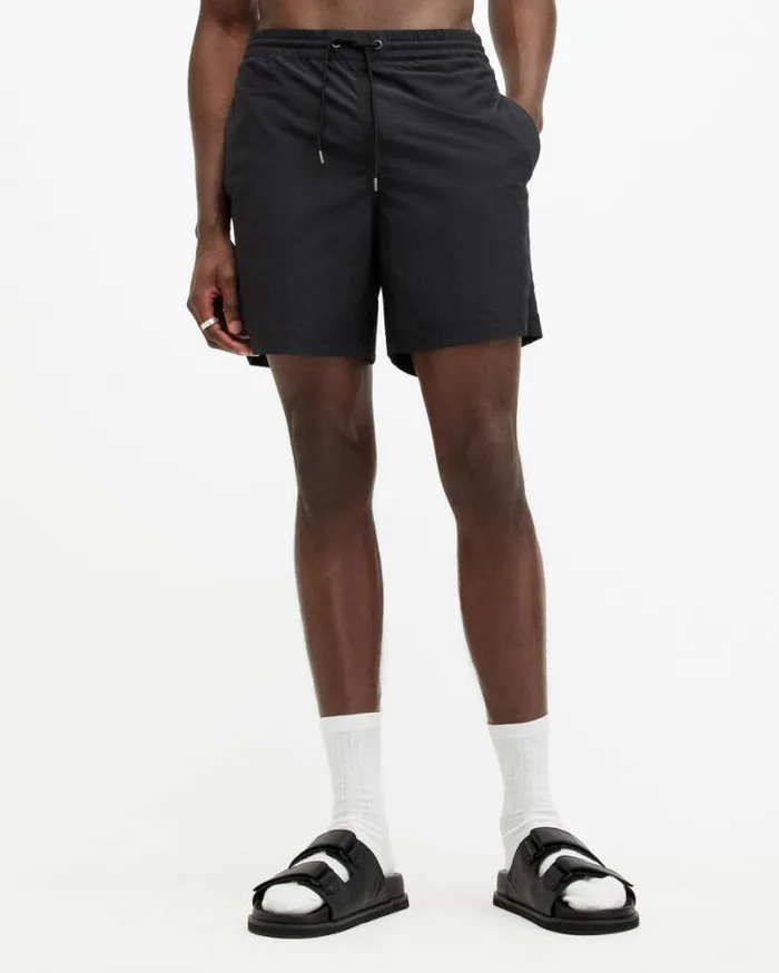 Warden Elastic Waist Ramskull Swimshorts Jet Black Men AllSaints Pants