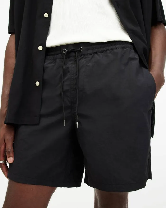 Warden Elastic Waist Ramskull Swimshorts Jet Black Men AllSaints Pants