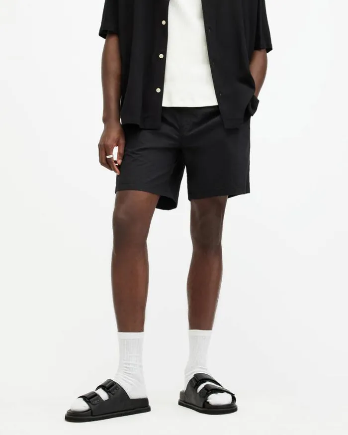 Warden Elastic Waist Ramskull Swimshorts Jet Black Men AllSaints Pants