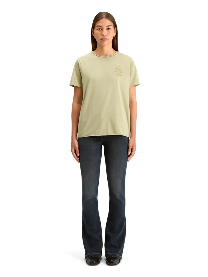 WASHED WITH CHEST ARTWORK RELAXED FIT TSHIRT Washed Sage Women Scotch and Soda Tops and TShirts WASHED WITH CHEST ARTWORK RELAXED FIT TSHIRT Washed Sage Women Scotch and Soda Tops and TShirts