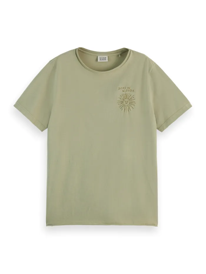WASHED WITH CHEST ARTWORK RELAXED FIT TSHIRT Washed Sage Women Scotch and Soda Tops and TShirts WASHED WITH CHEST ARTWORK RELAXED FIT TSHIRT Washed Sage Women Scotch and Soda Tops and TShirts