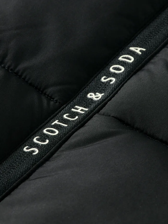 WATER REPELLENT HOODED PUFFER JACKET Black Kids Scotch and Soda Jackets and Coats WATER REPELLENT HOODED PUFFER JACKET Black Kids Scotch and Soda Jackets and Coats