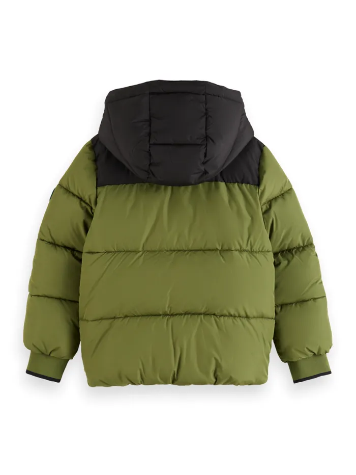 WATER REPELLENT HOODED PUFFER JACKET Black Kids Scotch and Soda Jackets and Coats WATER REPELLENT HOODED PUFFER JACKET Black Kids Scotch and Soda Jackets and Coats