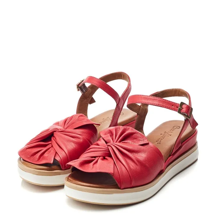 Wedge Sandals Women Moda In Pelle Bsoleful BUbud Red Leather