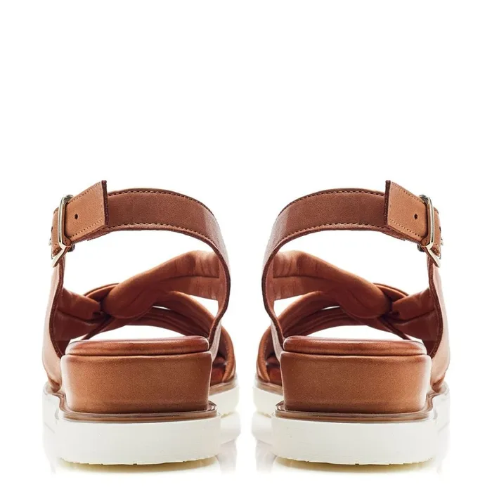 Wedge Sandals Women Moda In Pelle Fradel Tan Leather