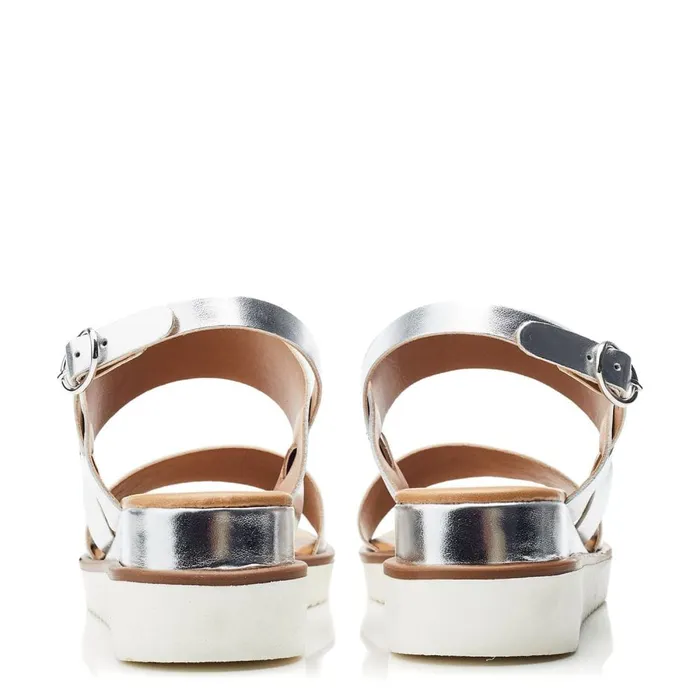 Wedge Sandals Women Moda In Pelle Navasay White 8211 Silver Leather