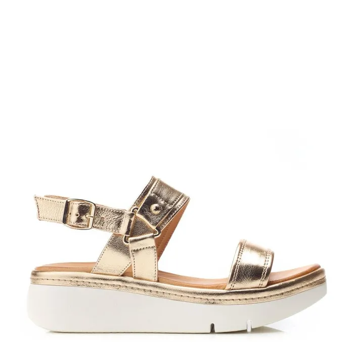 Wedge Sandals Women Moda In Pelle Nelly Gold Leather