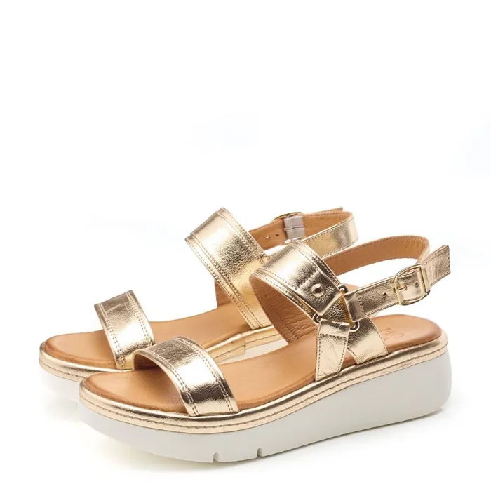 Wedge Sandals Women Moda In Pelle Nelly Gold Leather Wedge Sandals Women Moda In Pelle Nelly Gold Leather