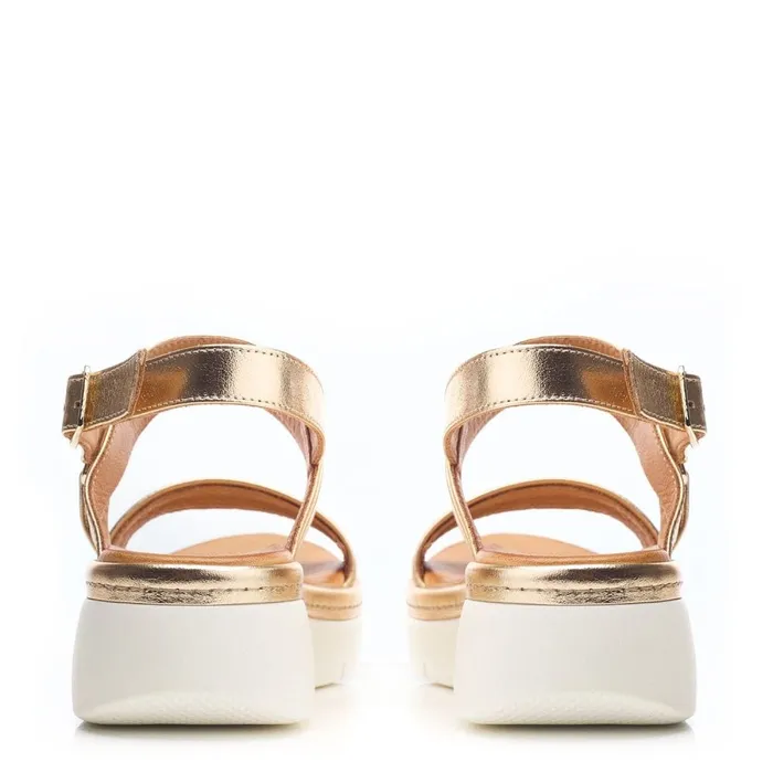 Wedge Sandals Women Moda In Pelle Nelly Gold Leather Wedge Sandals Women Moda In Pelle Nelly Gold Leather