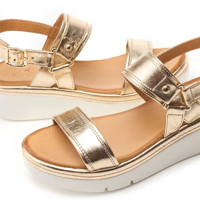 Wedge Sandals Women Moda In Pelle Nelly Gold Leather Wedge Sandals Women Moda In Pelle Nelly Gold Leather