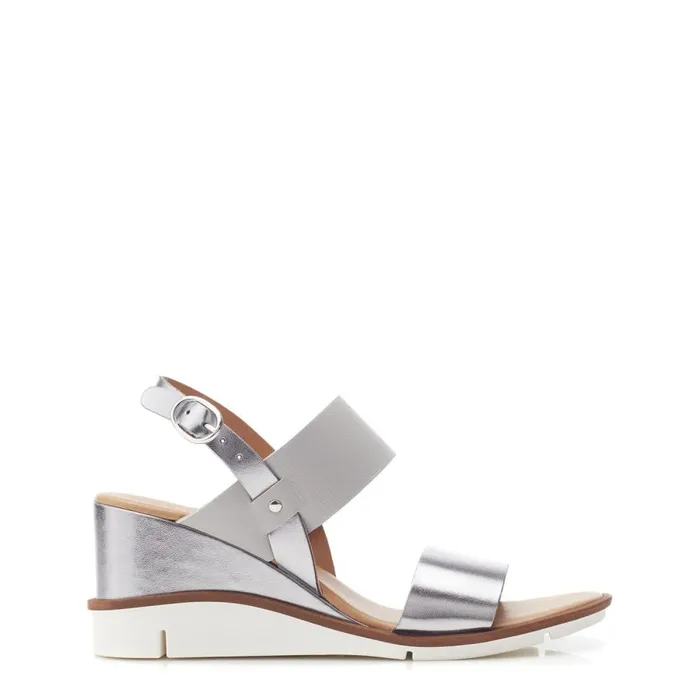 Wedge Sandals Women Moda In Pelle Nevvara Pewter Leather