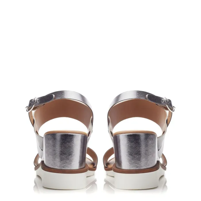 Wedge Sandals Women Moda In Pelle Nevvara Pewter Leather