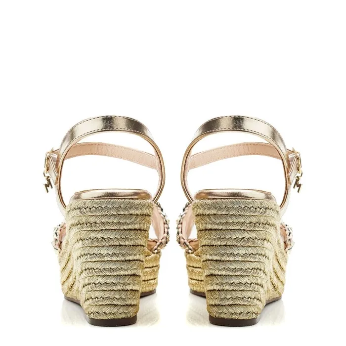 Wedge Sandals Women Moda In Pelle Paysen Gold Porvair