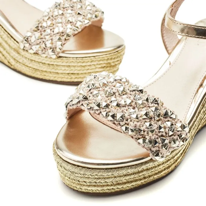Wedge Sandals Women Moda In Pelle Paysen Gold Porvair
