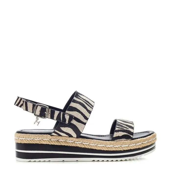 Wedge Sandals Women Moda In Pelle Periso Black 8211 Zebra Porvair
