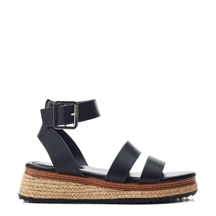 Wedge Sandals Women Moda In Pelle Pressley Black Porvair