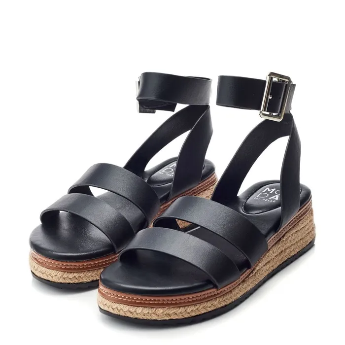 Wedge Sandals Women Moda In Pelle Pressley Black Porvair