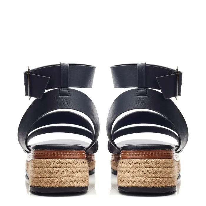 Wedge Sandals Women Moda In Pelle Pressley Black Porvair