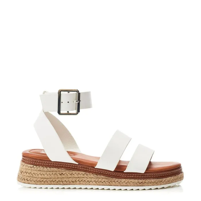 Wedge Sandals Women Moda In Pelle Pressley WhiteTan Porvair