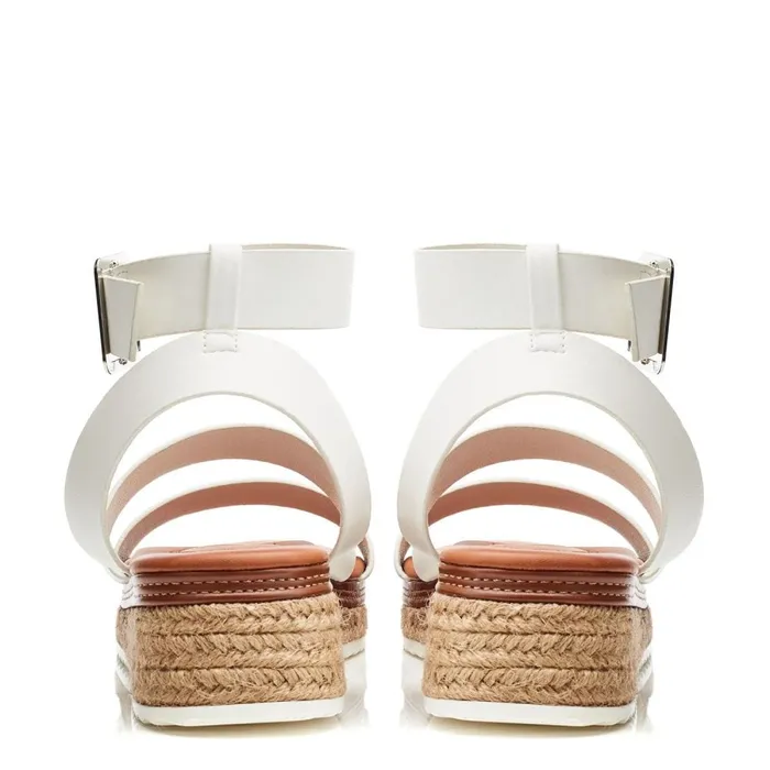 Wedge Sandals Women Moda In Pelle Pressley WhiteTan Porvair