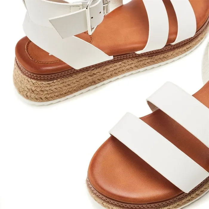 Wedge Sandals Women Moda In Pelle Pressley WhiteTan Porvair