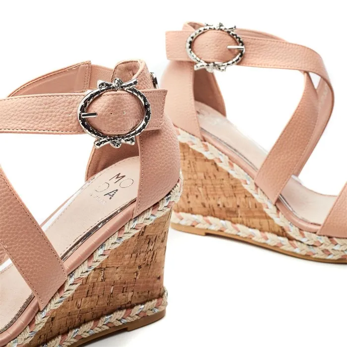 Wedge Sandals Women Moda In Pelle Pursuit Cameo Porvair