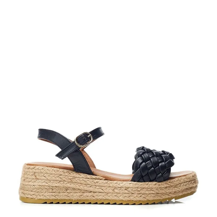 Wedge Sandals Women Moda In Pelle Shoon Sh Adrienne Black Leather