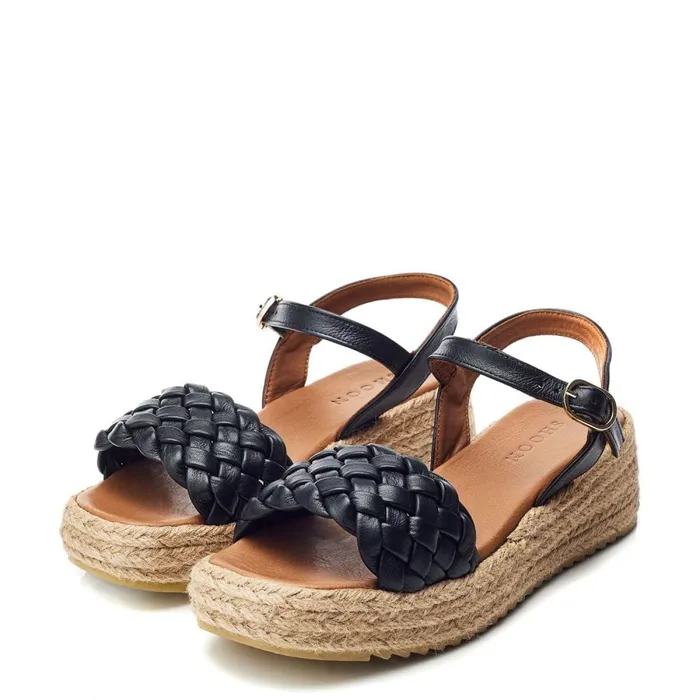 Wedge Sandals Women Moda In Pelle Shoon Sh Adrienne Black Leather