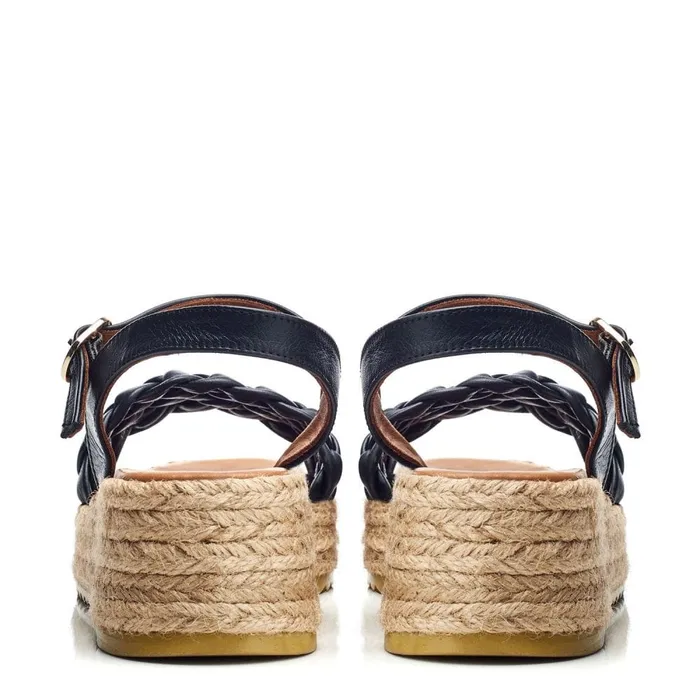 Wedge Sandals Women Moda In Pelle Shoon Sh Adrienne Black Leather