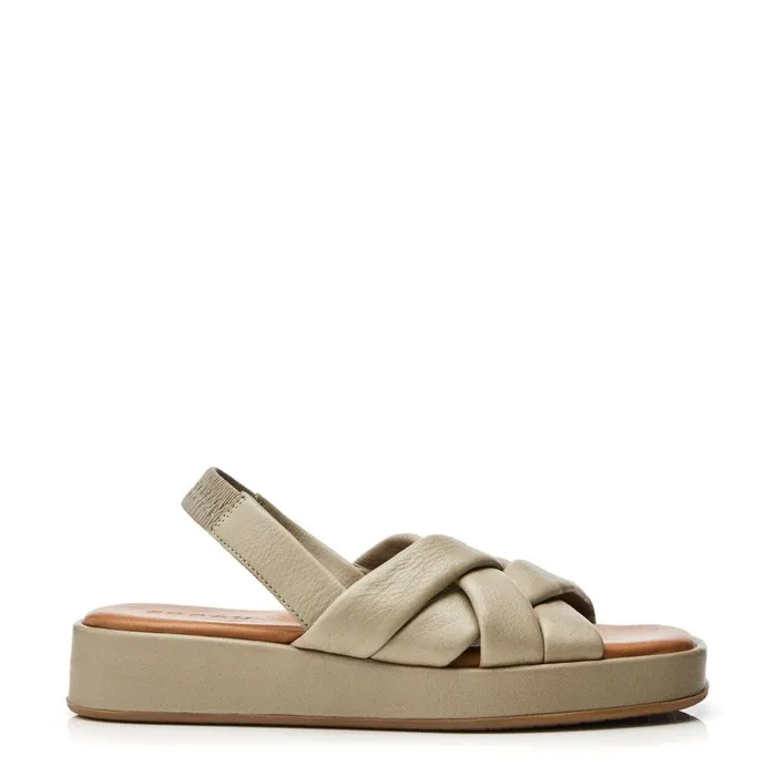 Wedge Sandals Women Moda In Pelle Shoon Sh Selmer Khaki Leather
