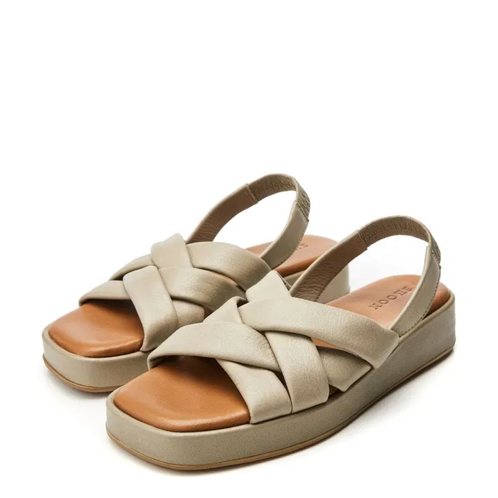 Wedge Sandals Women Moda In Pelle Shoon Sh Selmer Khaki Leather