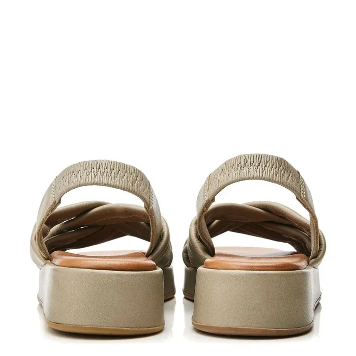 Wedge Sandals Women Moda In Pelle Shoon Sh Selmer Khaki Leather