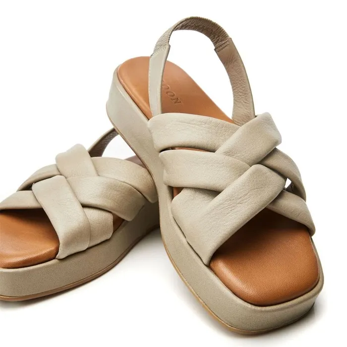 Wedge Sandals Women Moda In Pelle Shoon Sh Selmer Khaki Leather