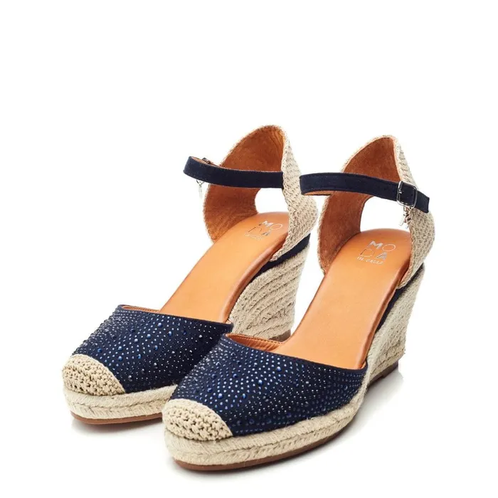 Wedge Sandals Women Moda In Pelle Willo Navy Alcantara