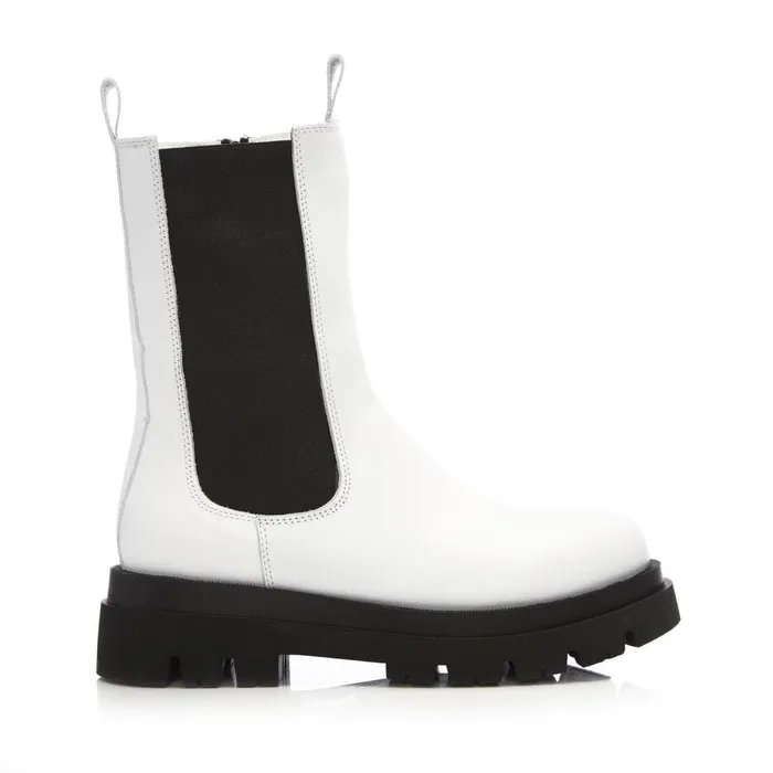 White Boots Women Moda In Pelle Bsoleful BPuncher White Leather