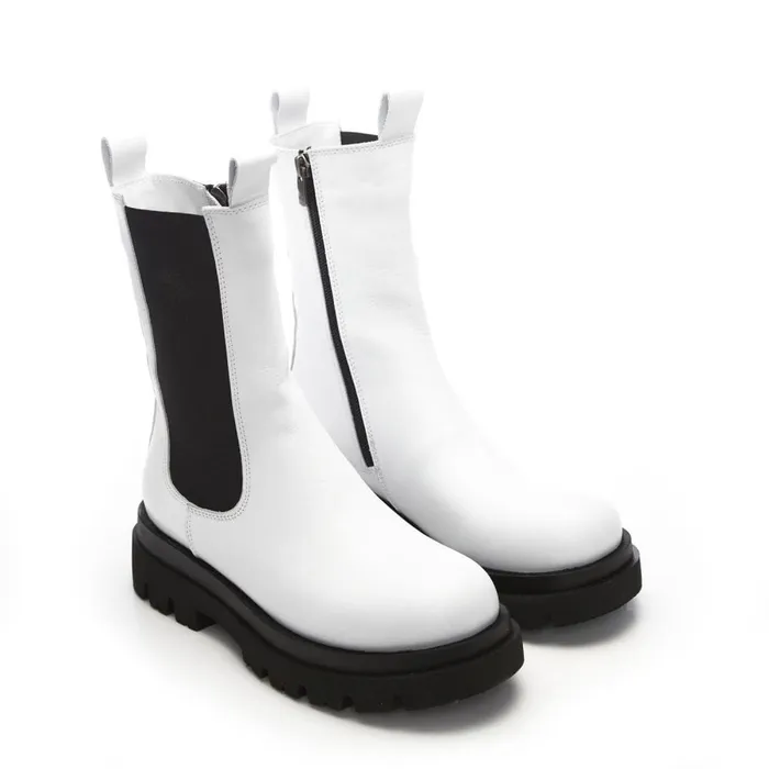 White Boots Women Moda In Pelle Bsoleful BPuncher White Leather