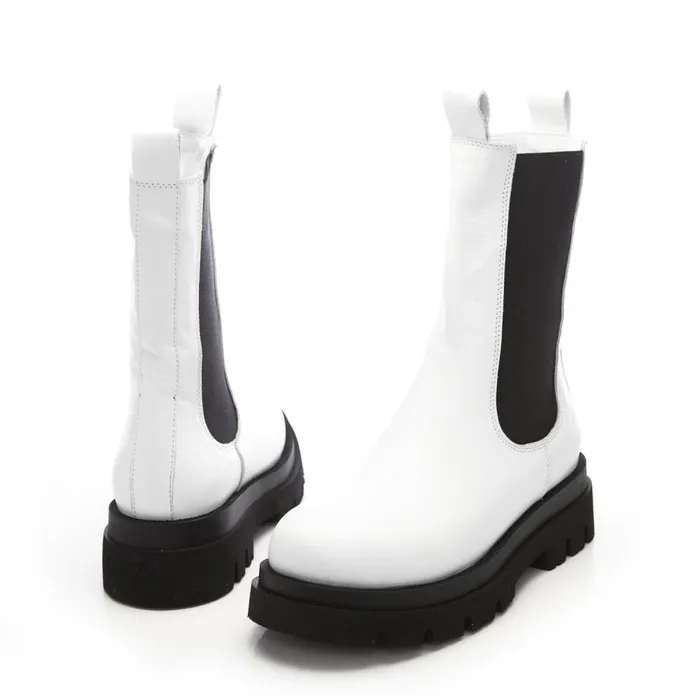 White Boots Women Moda In Pelle Bsoleful BPuncher White Leather