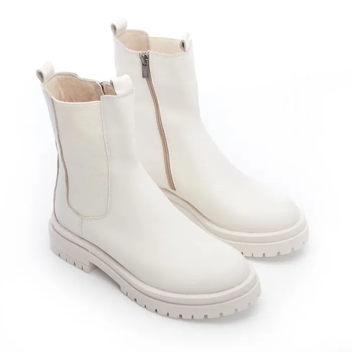 White Boots Women Moda In Pelle Bsoleful BWolfie White Leather