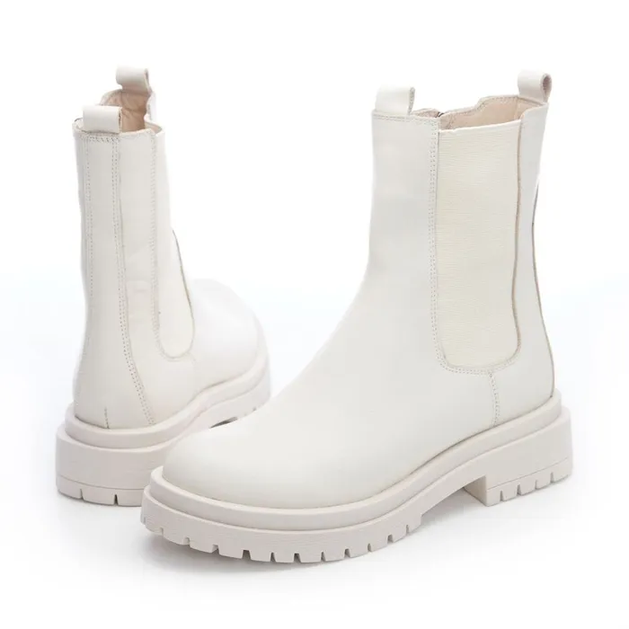 White Boots Women Moda In Pelle Bsoleful BWolfie White Leather