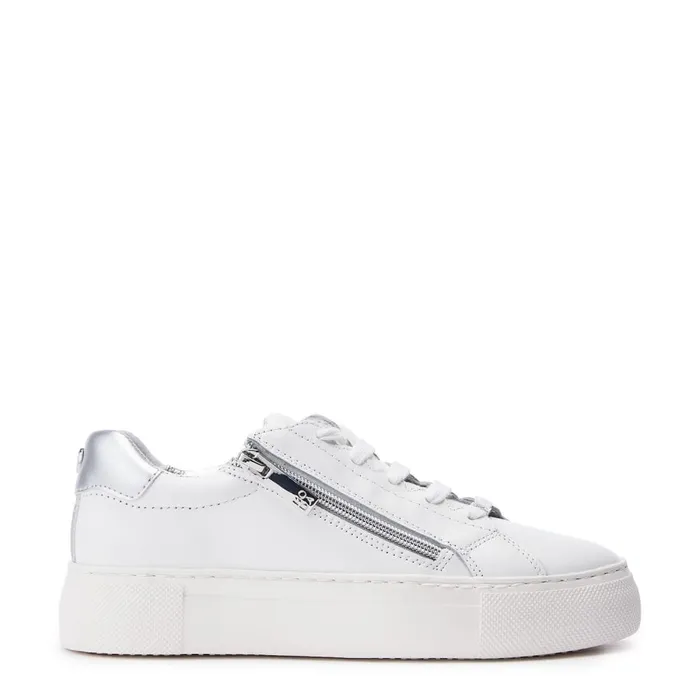 White Trainers Women Moda In Pelle Balize White 8211 Silver Leather