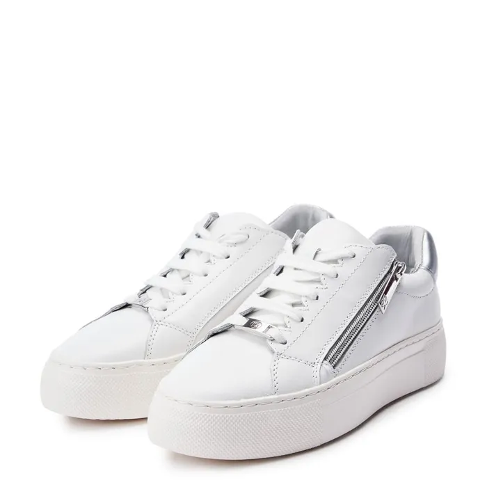 White Trainers Women Moda In Pelle Balize White 8211 Silver Leather