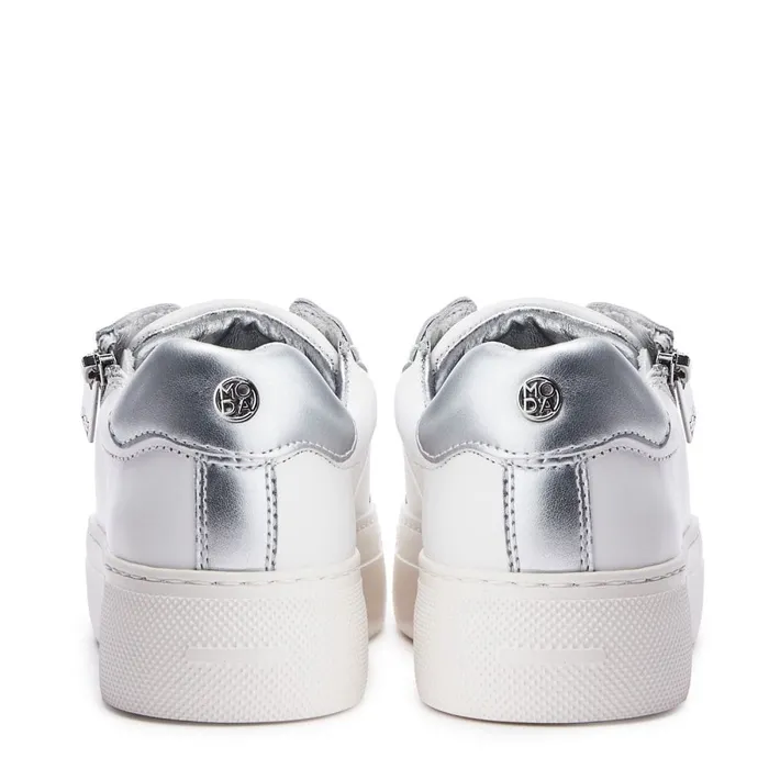 White Trainers Women Moda In Pelle Balize White 8211 Silver Leather