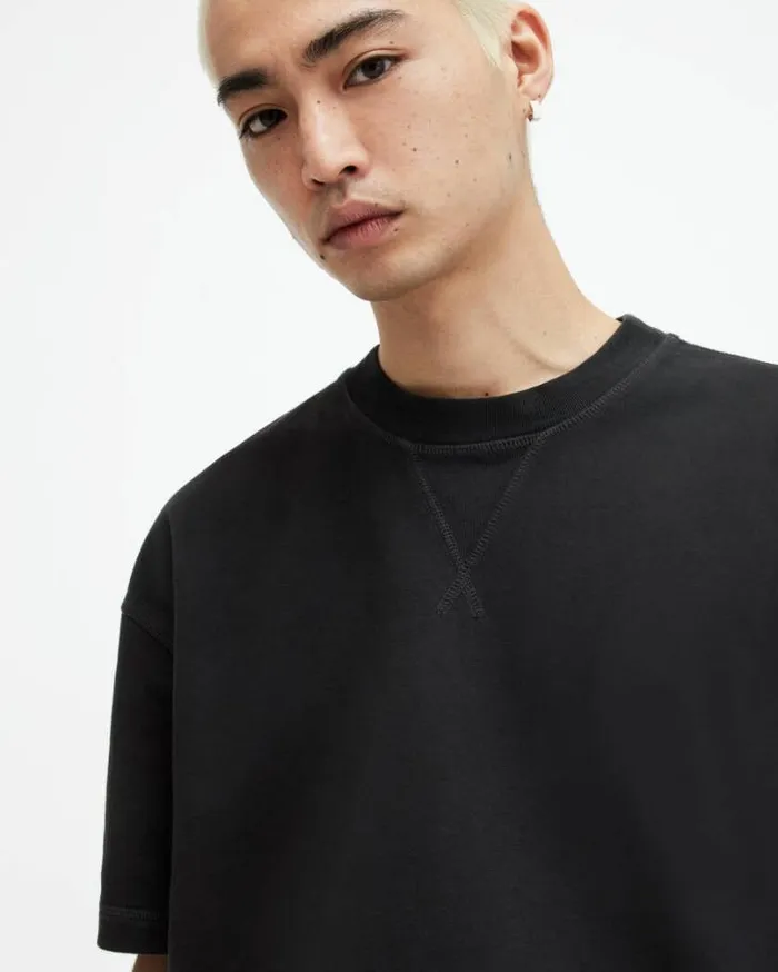 Winslow Short Sleeve Oversized TShirt Washed Black Men AllSaints TShirts