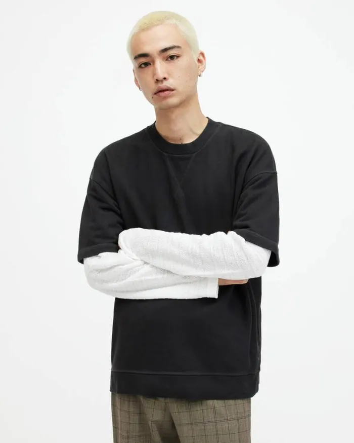 Winslow Short Sleeve Oversized TShirt Washed Black Men AllSaints TShirts