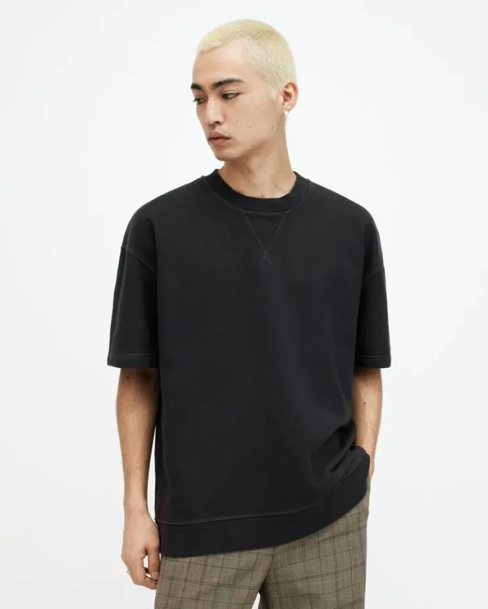 Winslow Short Sleeve Oversized TShirt Washed Black Men AllSaints TShirts