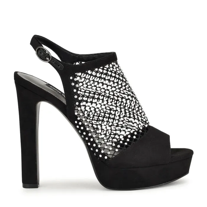 Wohmah Peep Toe Platform Sandals Black Women Nine West Platforms