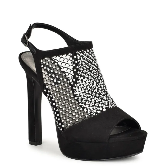 Wohmah Peep Toe Platform Sandals Black Women Nine West Platforms