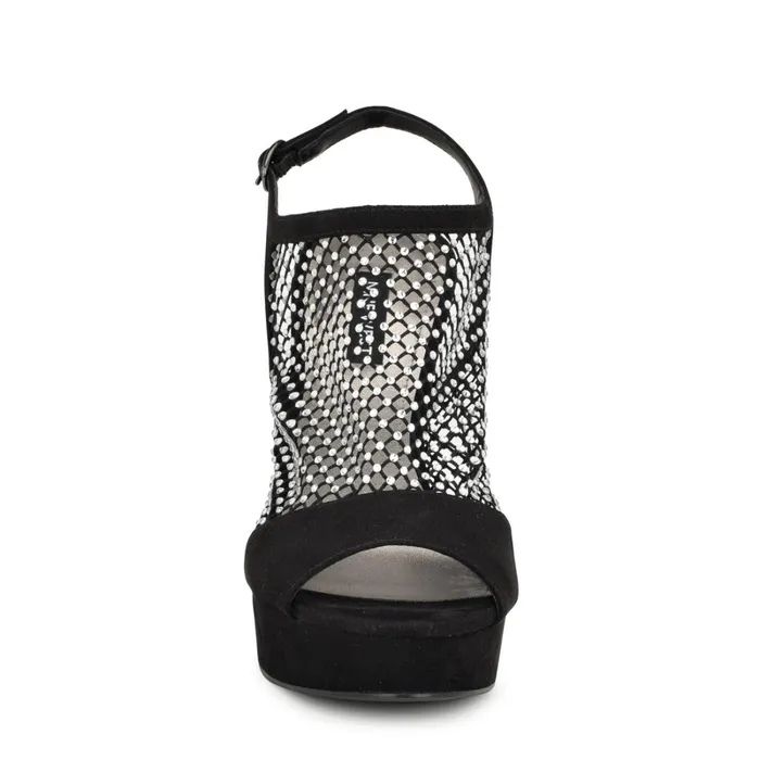 Wohmah Peep Toe Platform Sandals Black Women Nine West Platforms