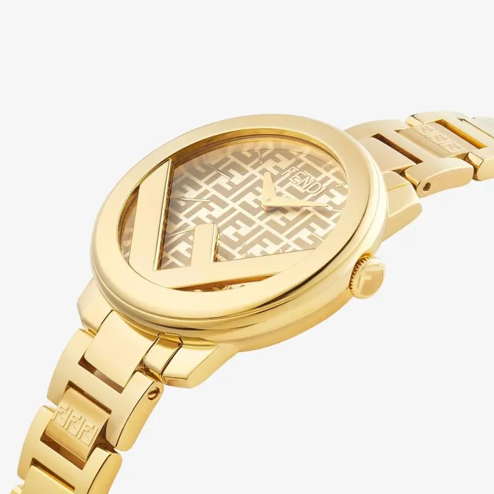 Woman 28mm 8211 Round Watch With F Is Fendi Logo Gold Fendi Watches